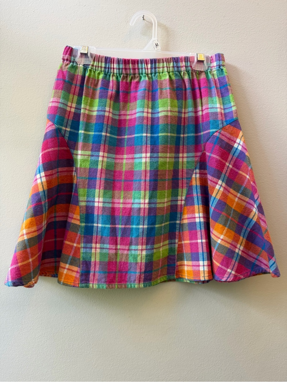 NWT Hanna Andersson Plaid Skater Skirt Pink, Blue, Green, Orange Preppy Elastic